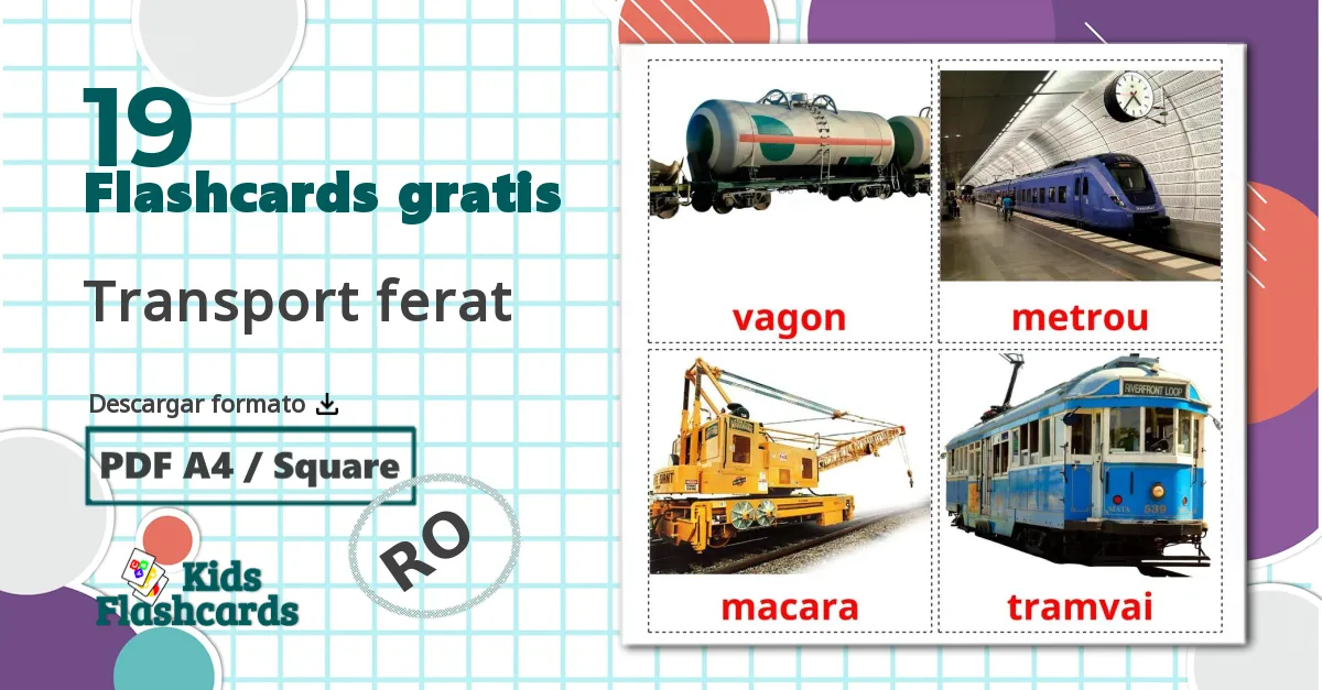 19 tarjetas didacticas de Transport ferat