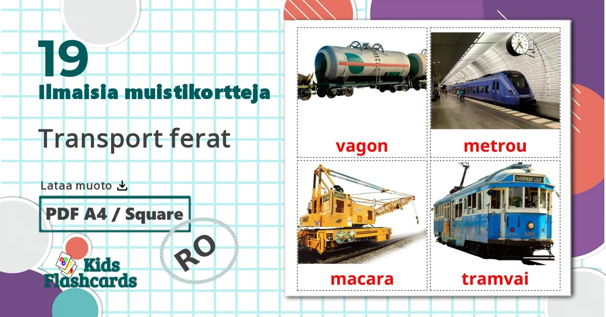 19 Transport ferat  lasten kuvakortit