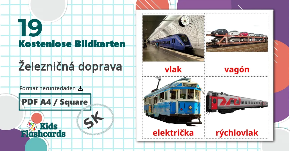 19 Bildkarten für Železničná doprava