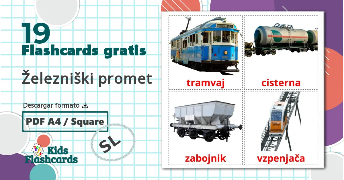 19 tarjetas didacticas de Železniški promet