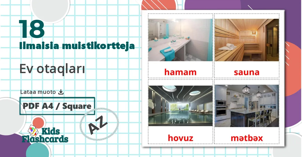 Værelser - azerbaijani sanastokortit