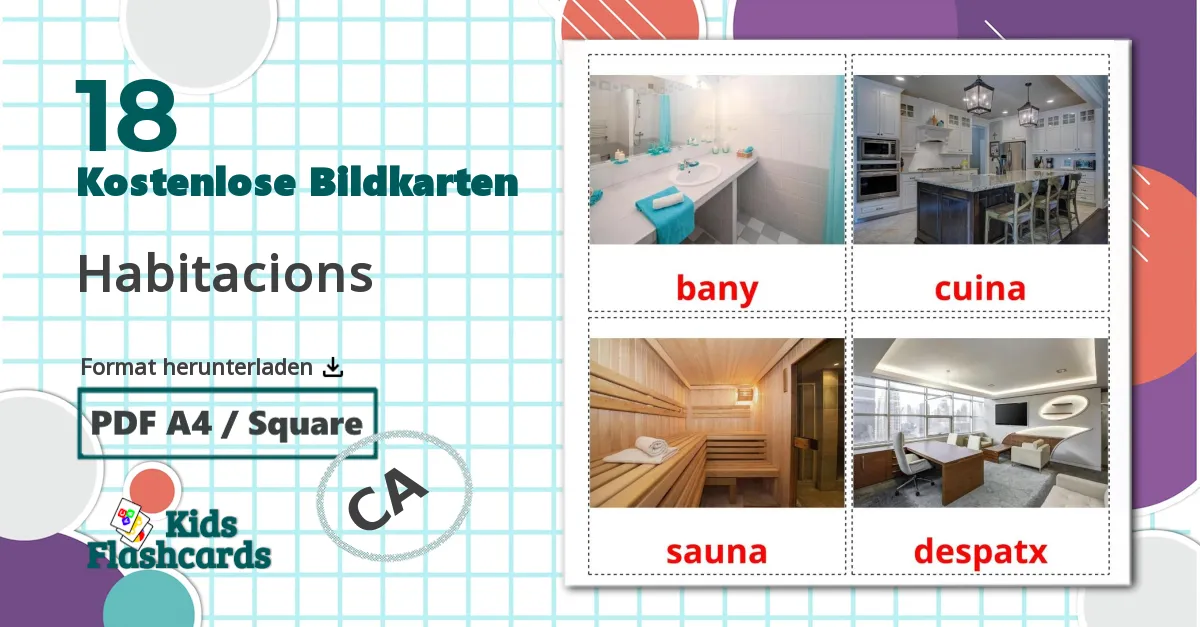 18 Bildkarten für Habitacions