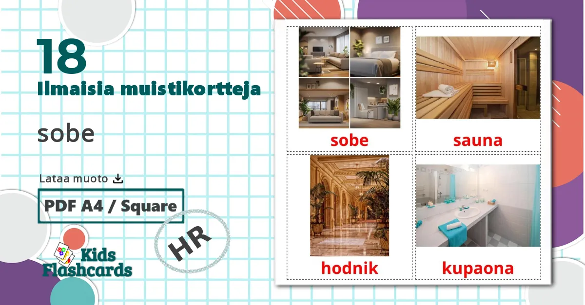 18 sobe lasten kuvakortit