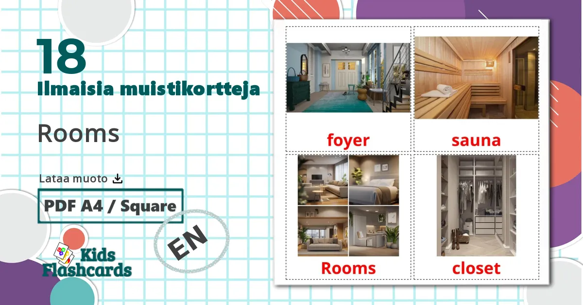 18 Rooms lasten kuvakortit