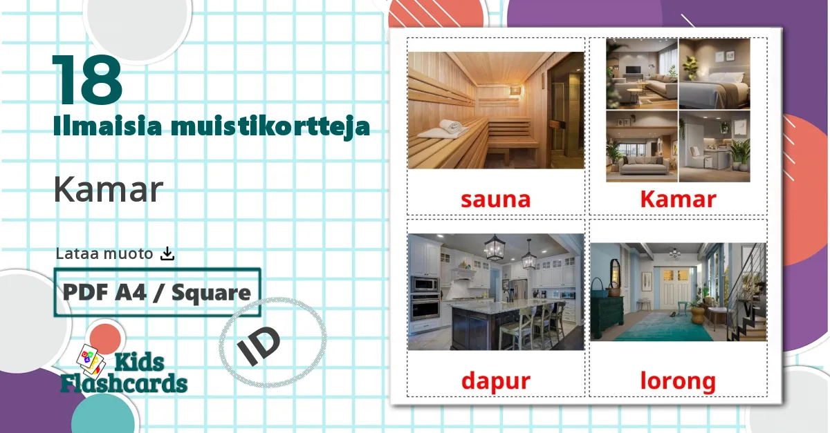 18 Kamar lasten kuvakortit