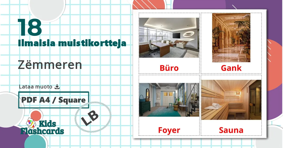 18 Zëmmeren lasten kuvakortit