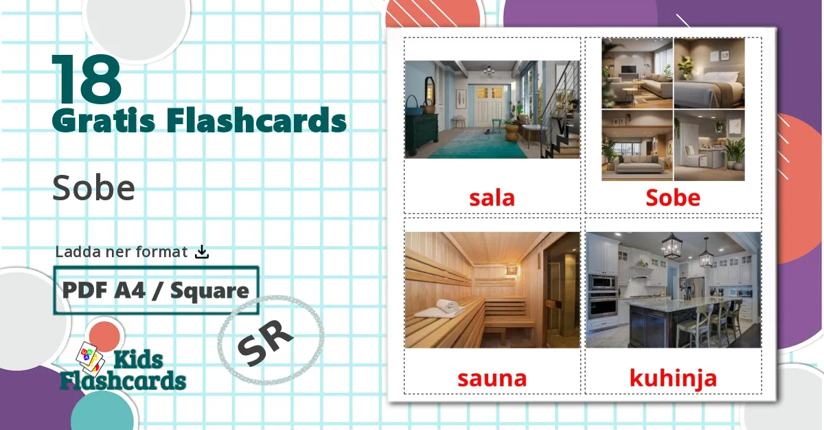 18 Sobe bildkort för barn