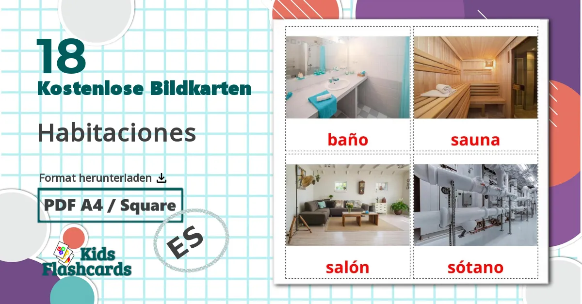 18 Bildkarten für Habitaciones