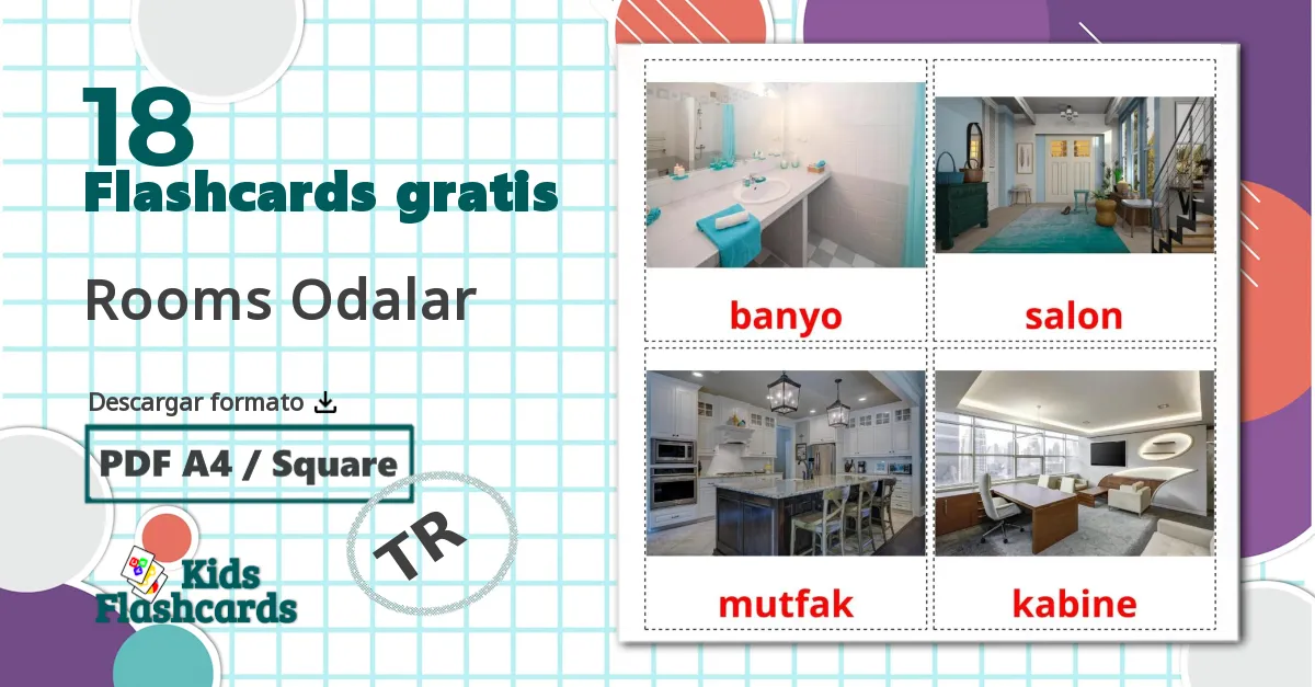 18 tarjetas didacticas de Rooms Odalar