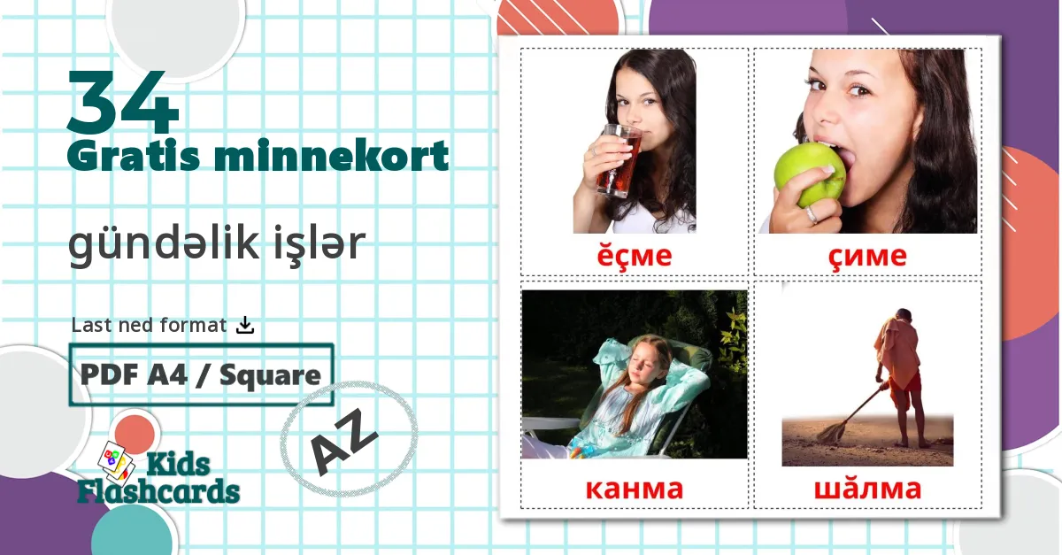 34 Rutinemessige verb bildekort