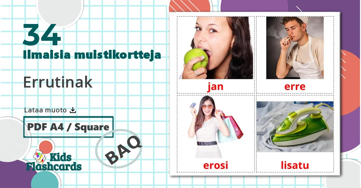 Jokapäivän tehtävät - baski sanastokortit