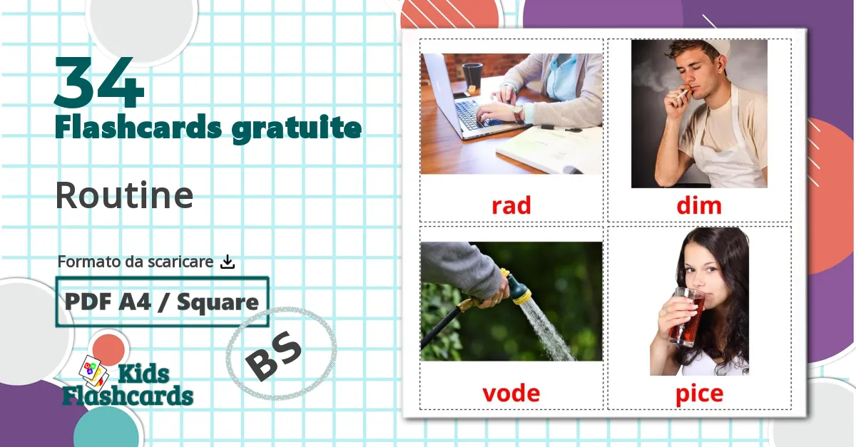 34 flashcards di Verbi di routine