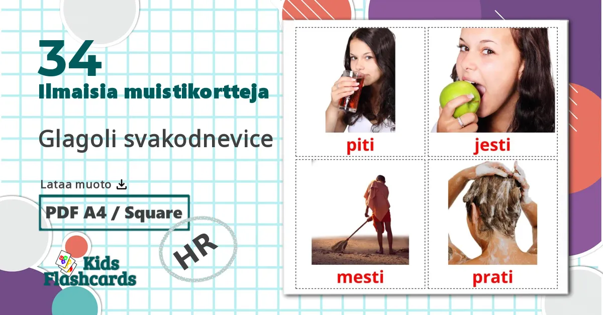 34 Glagoli svakodnevice lasten kuvakortit