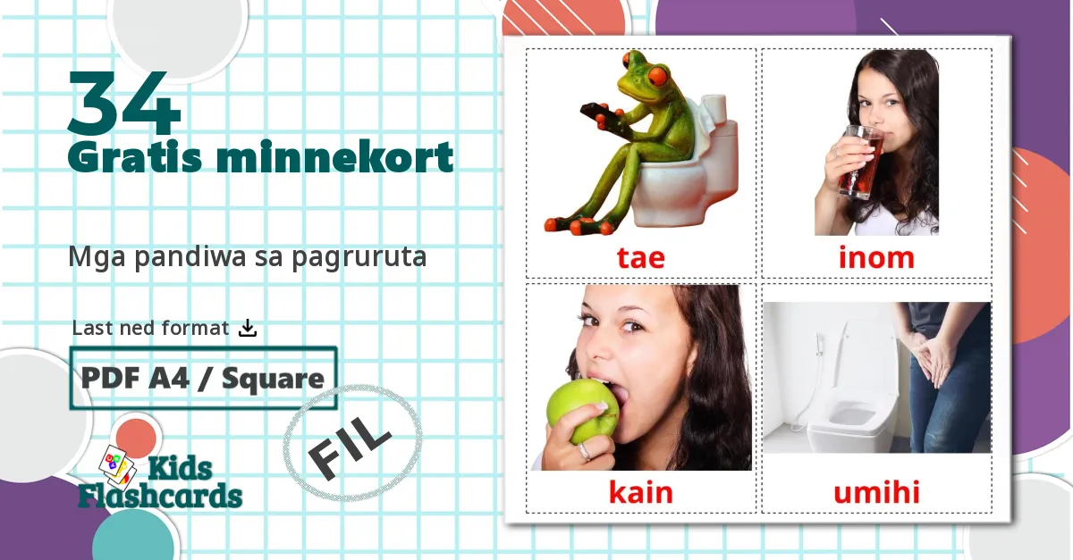 34 Mga pandiwa sa pagruruta bildekort