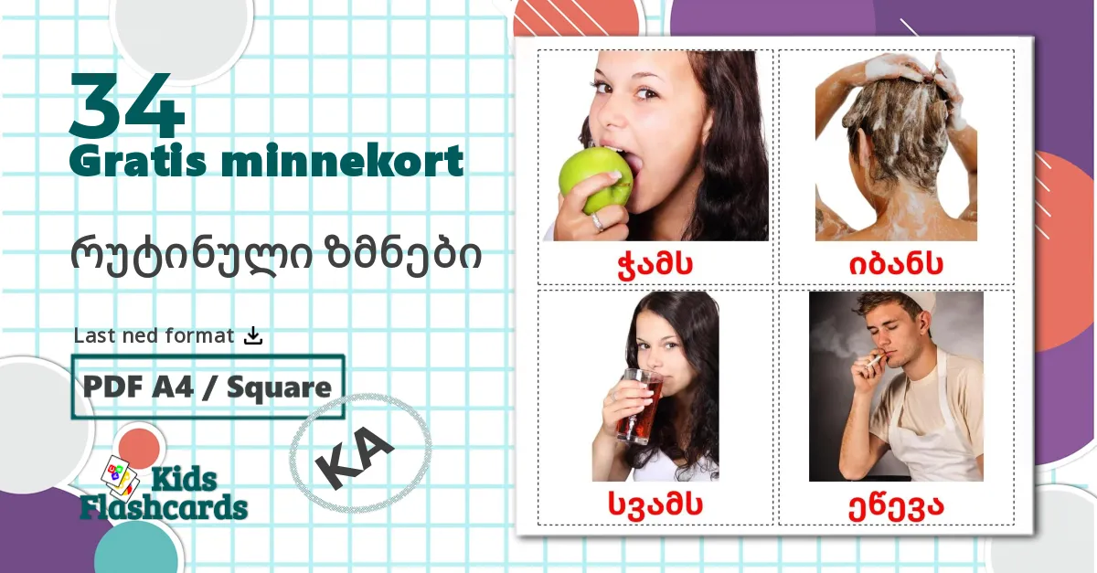 34 რუტინული ზმნები bildekort