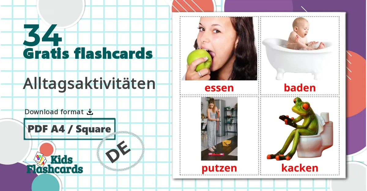 34 Alltagsaktivitäten billedkort for børn
