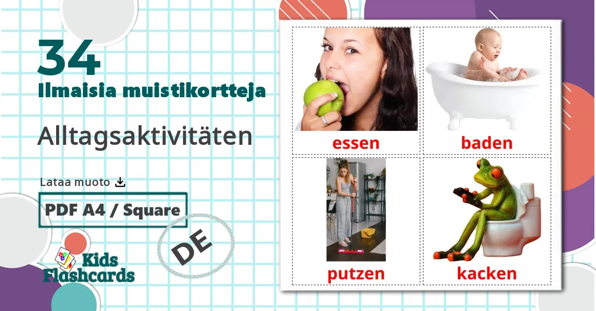 34 Alltagsaktivitäten lasten kuvakortit