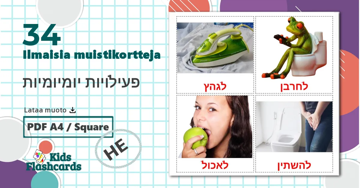 34 פעילויות יומיומיות lasten kuvakortit
