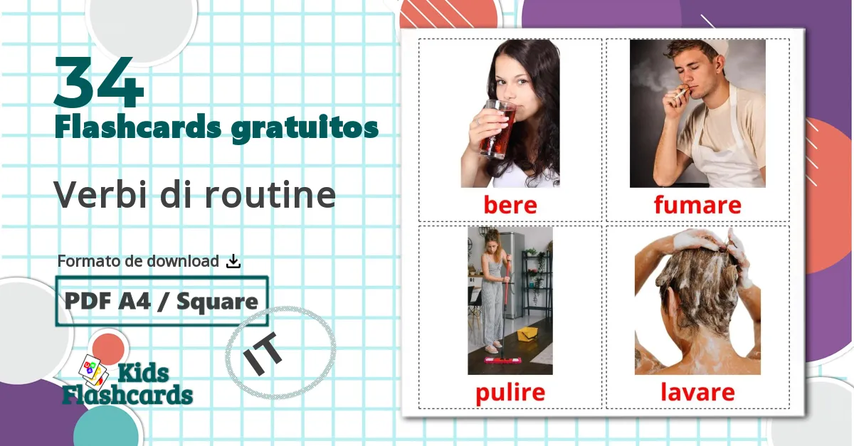 34 Flashcards de Verbi di routine