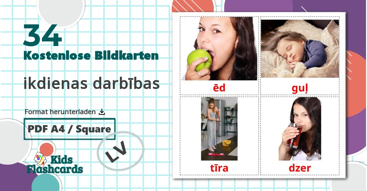 34 Bildkarten für ikdienas darbības