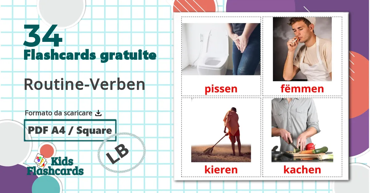 34 flashcards di Routine-Verben