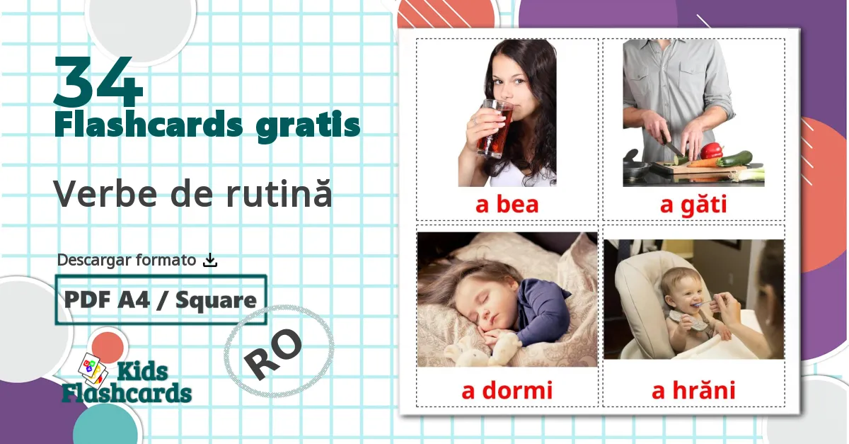 34 tarjetas didacticas de Verbe de rutină