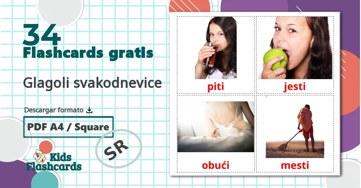 34 tarjetas didacticas de Glagoli svakodnevice