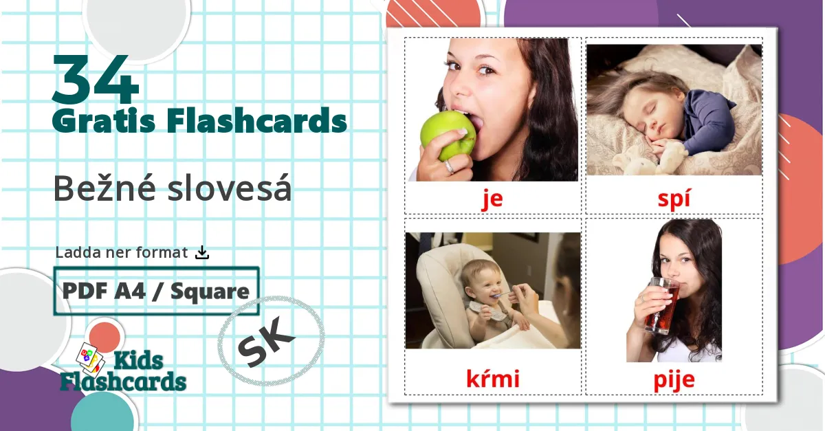 34 Vardags verb bildkort för barn
