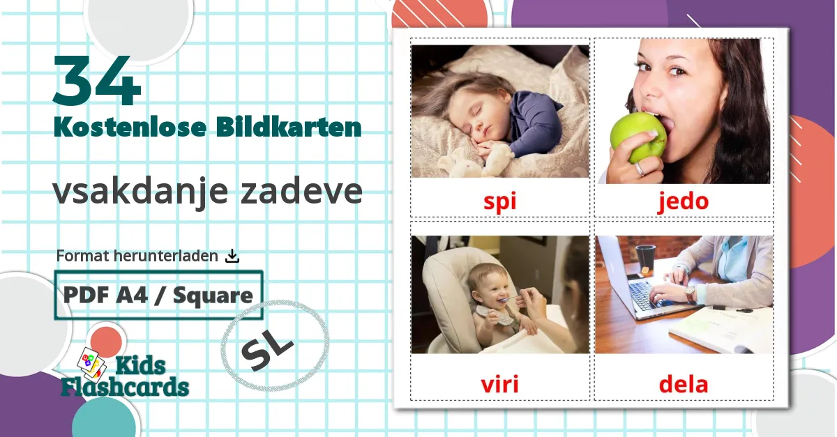 34 Bildkarten für Alltagsaktivitäten