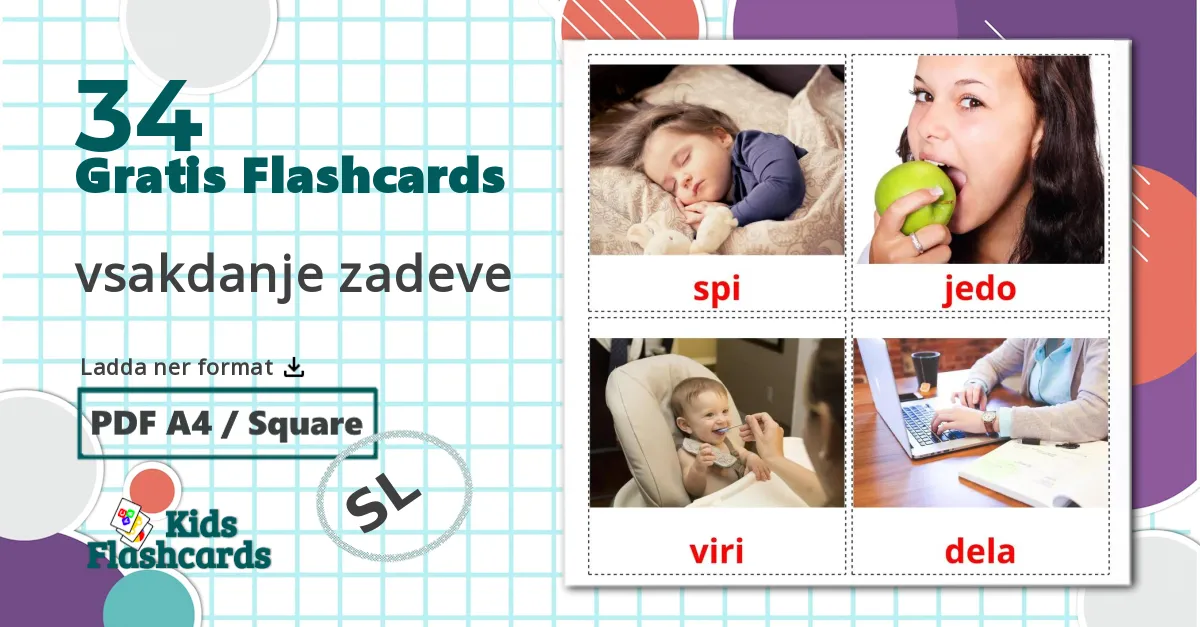 34 vsakdanje zadeve bildkort för barn