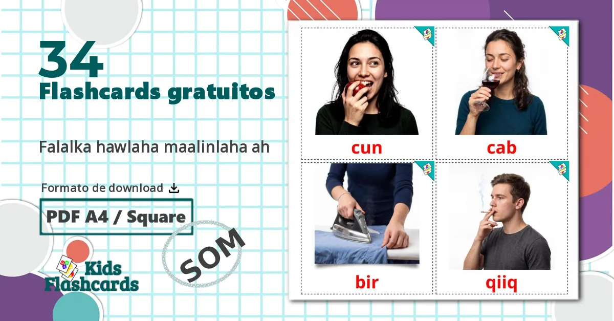 34 Flashcards de Verbos de Rotinas