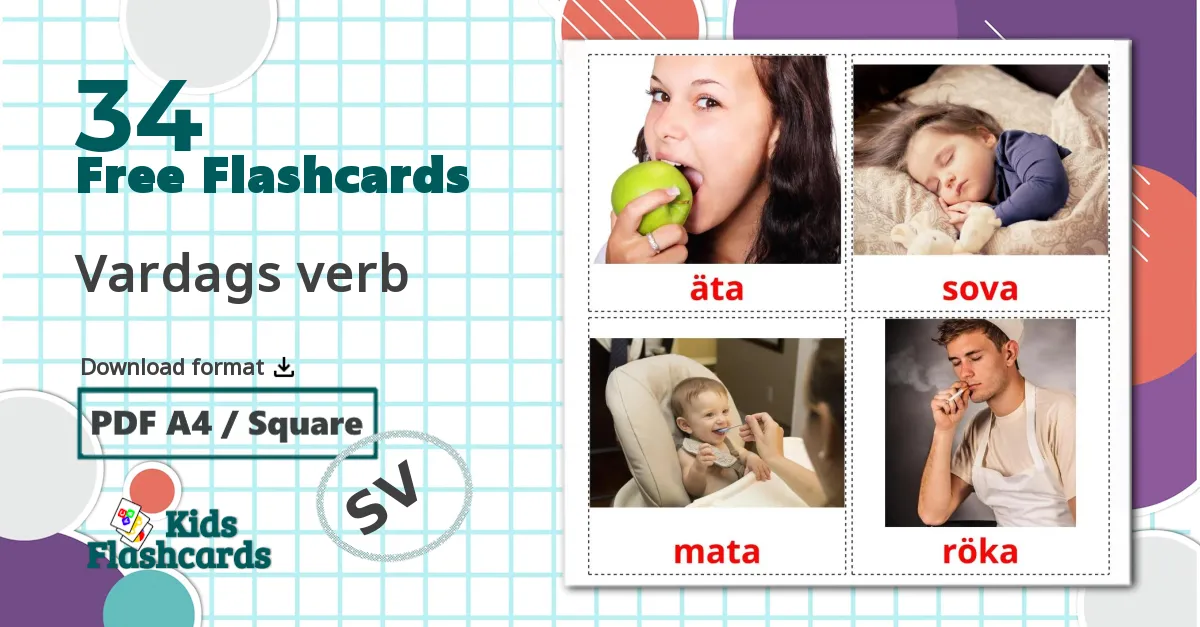 34 Vardags verb flashcards