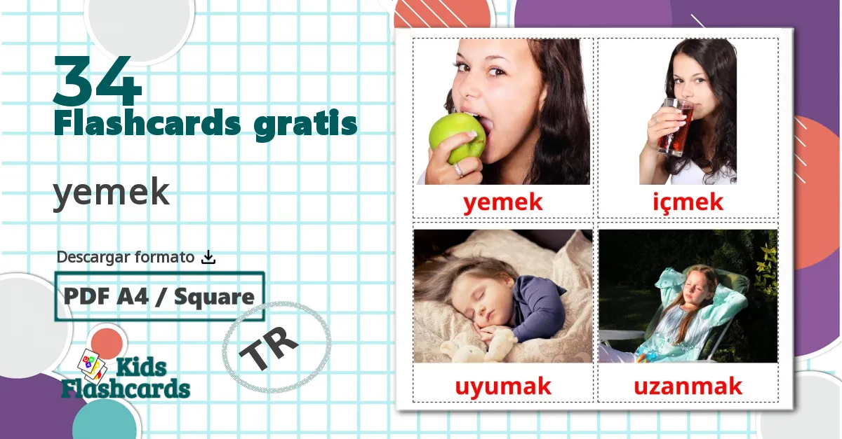 34 tarjetas didacticas de yemek