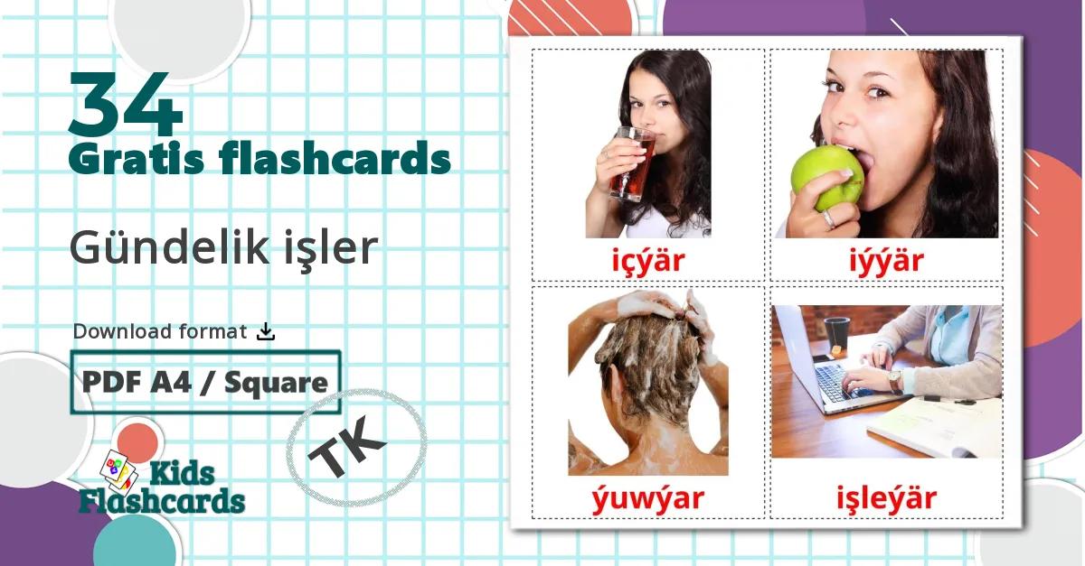 34 Gündelik işler billedkort for børn