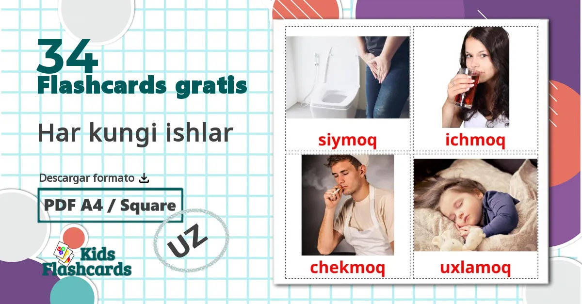 34 tarjetas didacticas de Har kungi ishlar