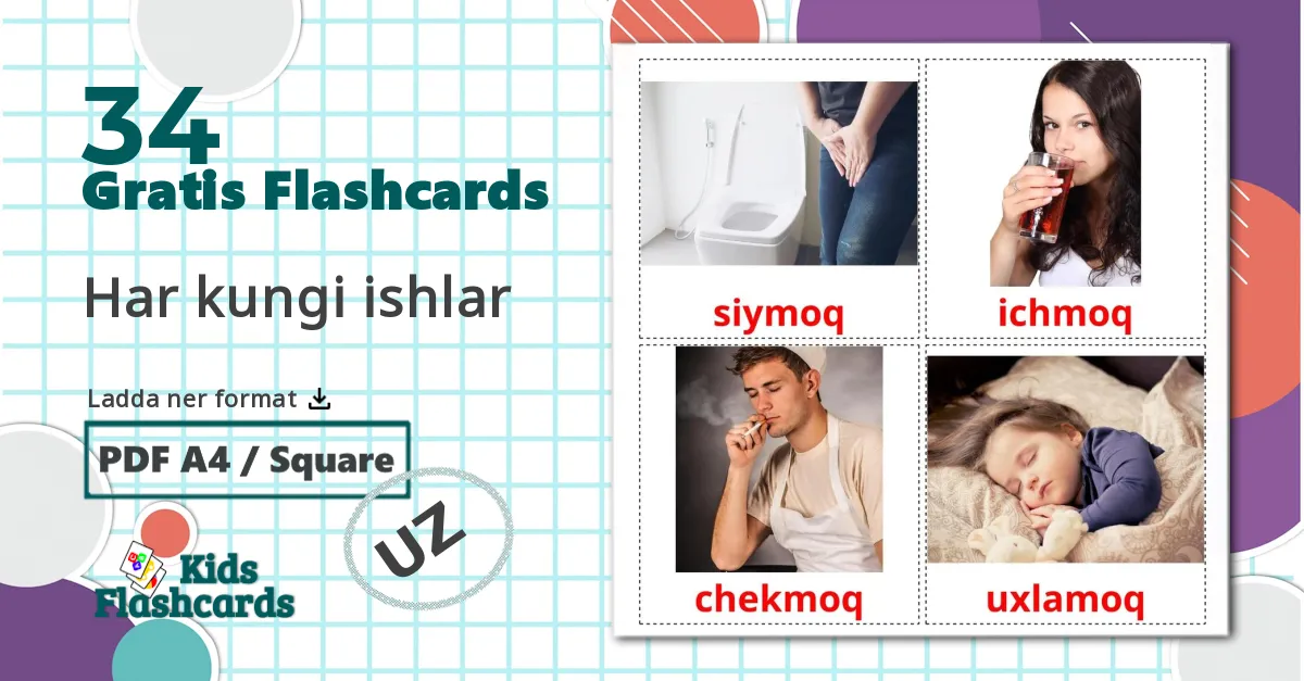 34 Har kungi ishlar bildkort för barn