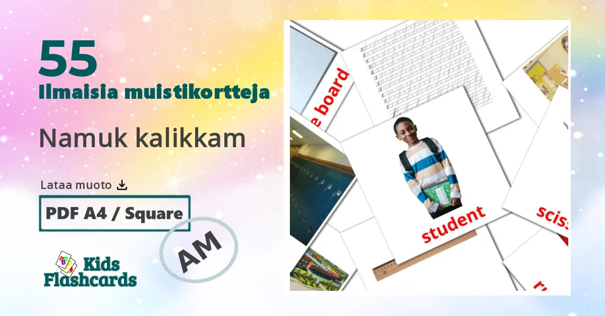 Koulu lasten kuvakortit