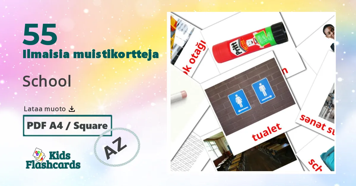 Koulu lasten kuvakortit