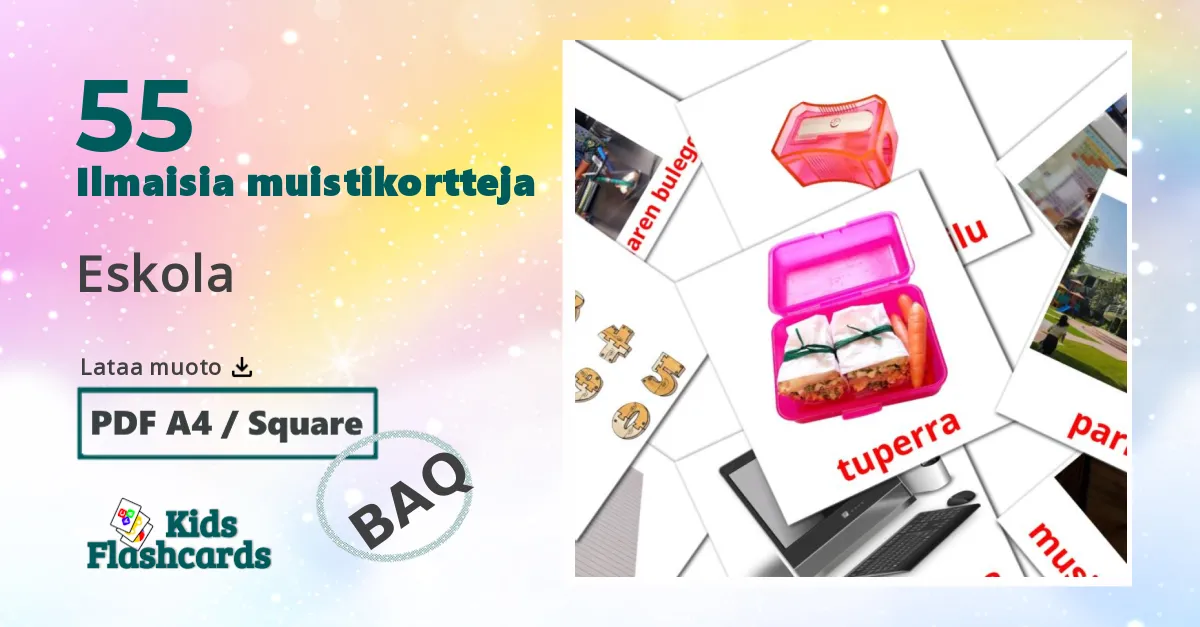 55 Eskola lasten kuvakortit