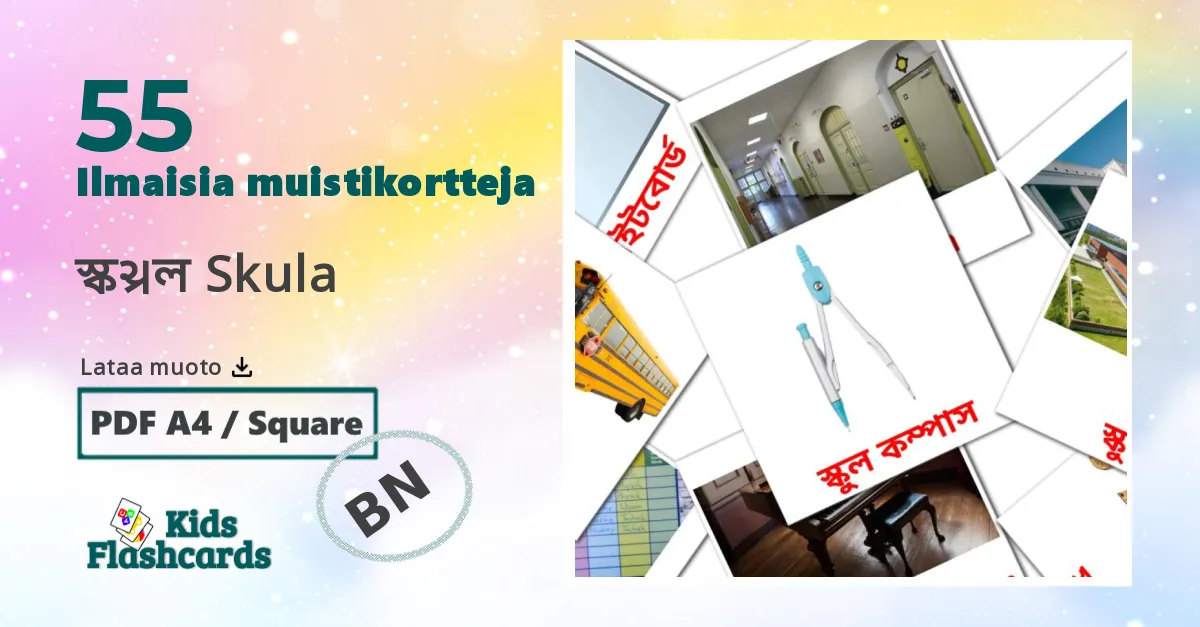 Koulu lasten kuvakortit