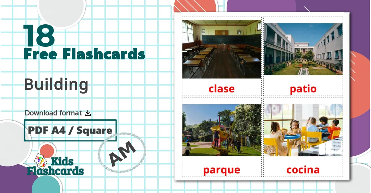 18 School building flashcards