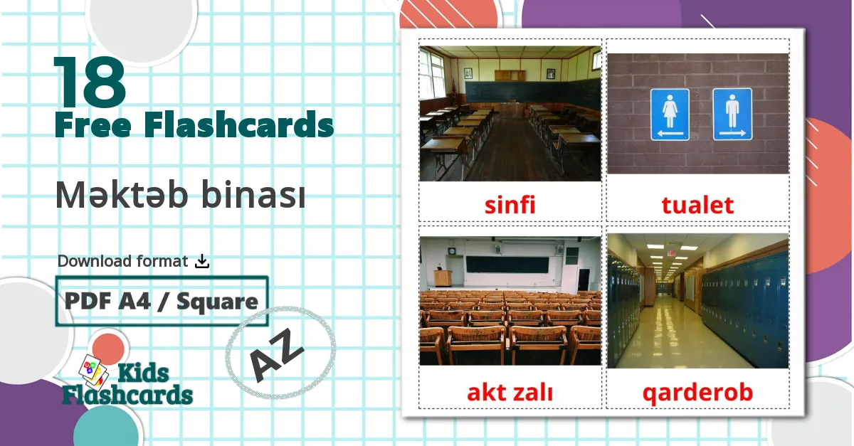 18 School building flashcards