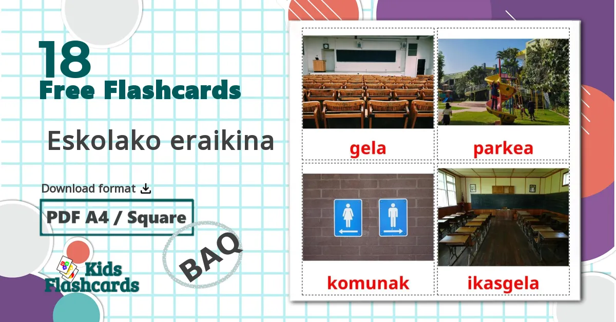 School building - basque vocabulary cards