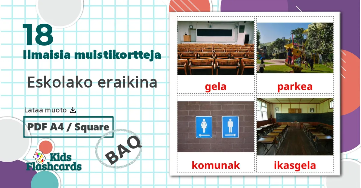 Koulurakennus - baski sanastokortit