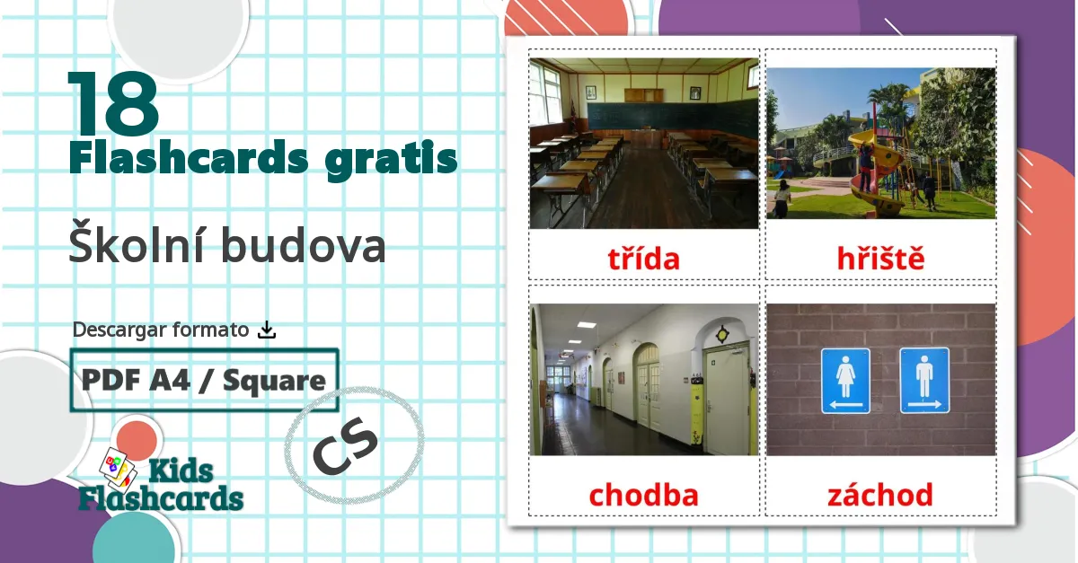 18 tarjetas didacticas de Školní budova