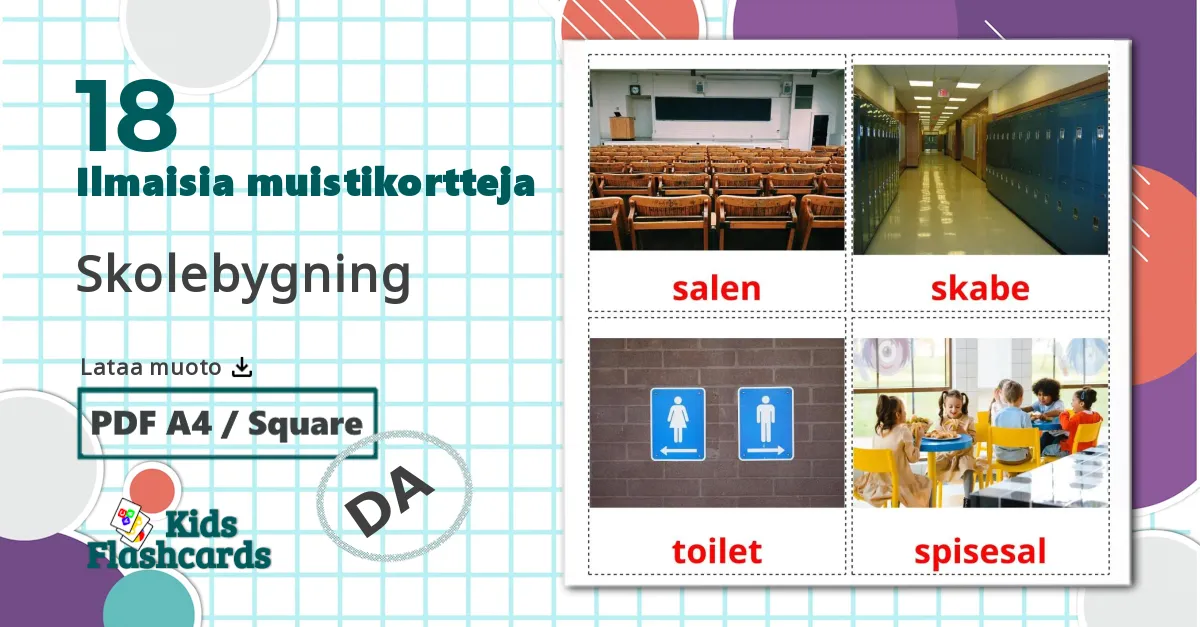 18 Skolebygning lasten kuvakortit