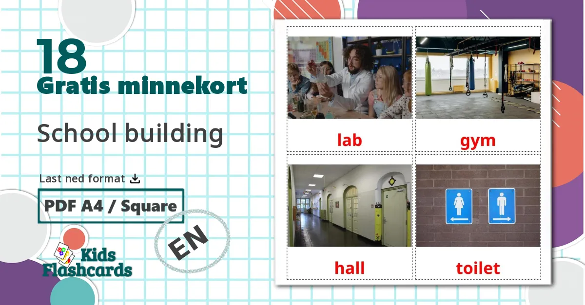 18 School building bildekort