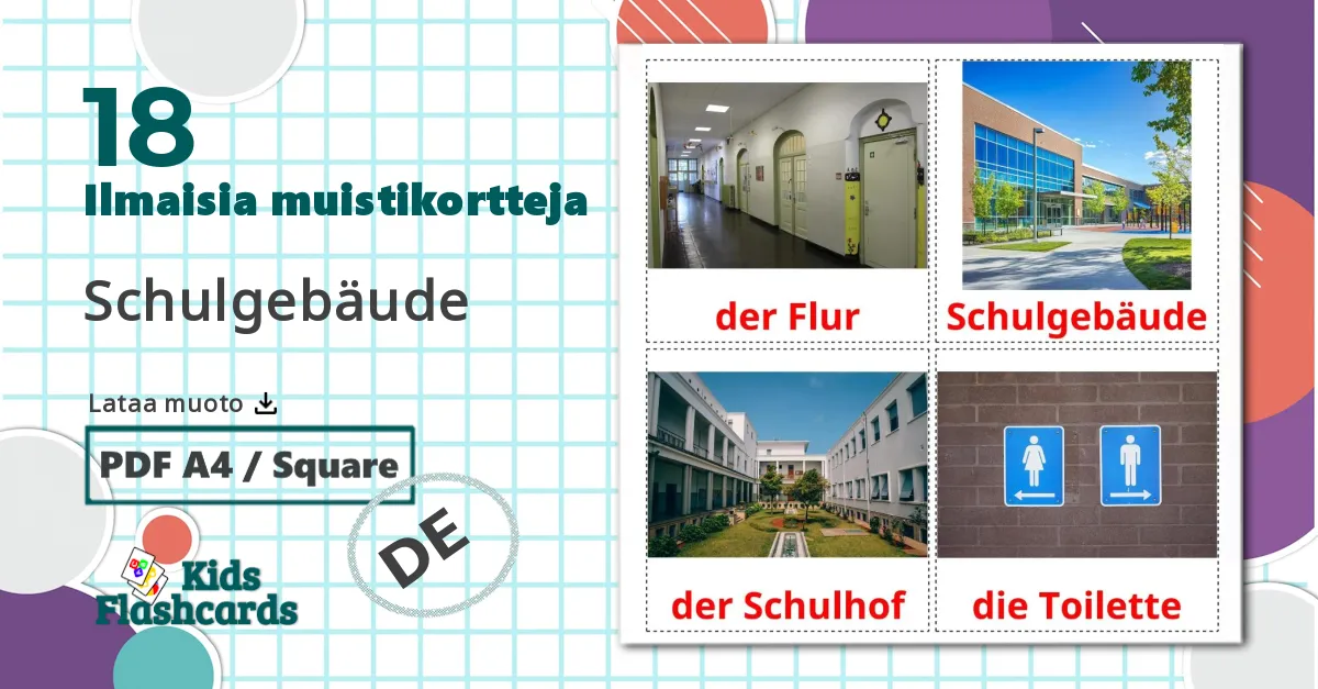 18 Schulgebäude lasten kuvakortit