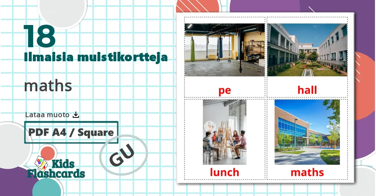 18 Koulurakennus lasten kuvakortit