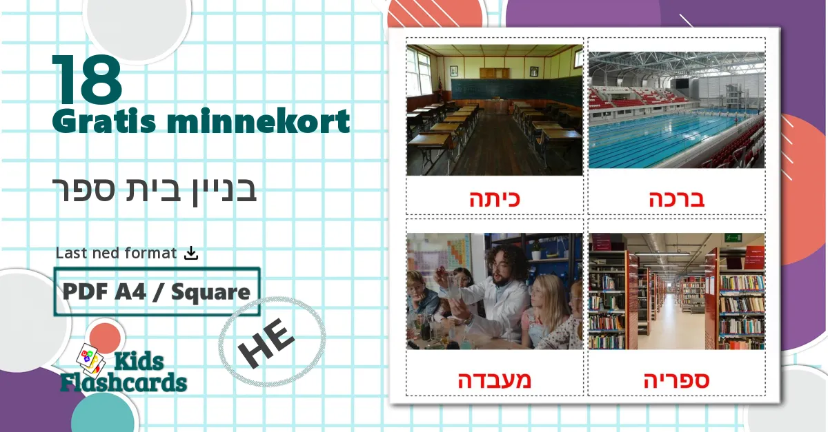 18 בניין בית ספר bildekort